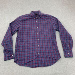 J. Crew Button Shirt Mens Medium Plaid Long Sleeve Blue Red Cotton
